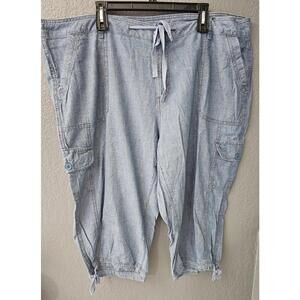 Womens St. John's Bay Denim Capri Pants Size 22 W Blue Draw String Pockets Beach
